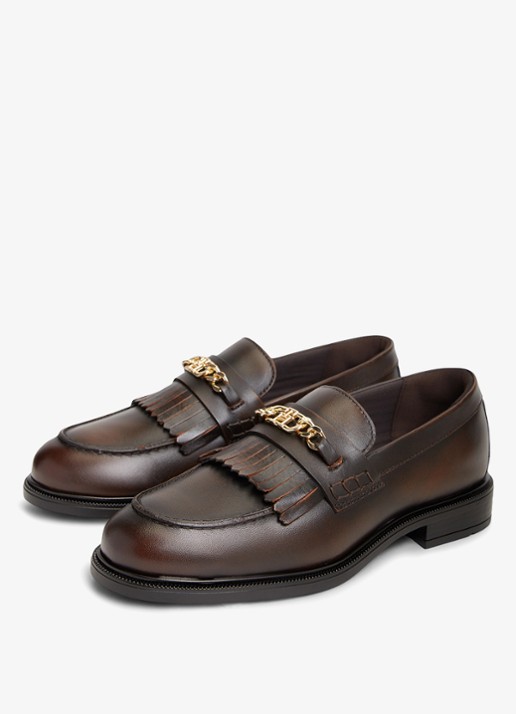 Tommy Hilfiger Loafers van leer - detail 4 bruin