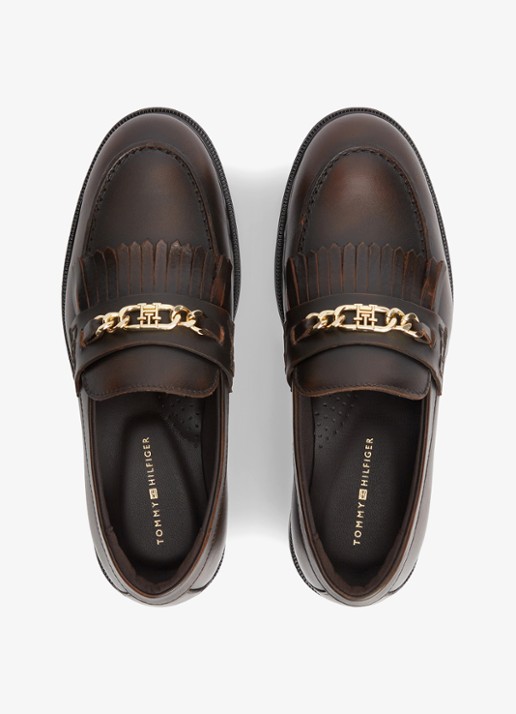 Tommy Hilfiger Loafers van leer - detail 6 bruin