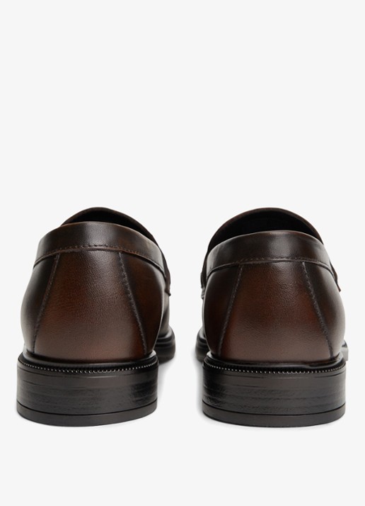 Tommy Hilfiger Loafers van leer - detail 7 bruin