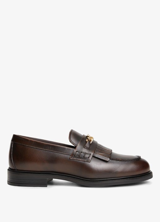 Tommy Hilfiger Loafers van leer - voorkant bruin