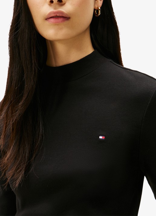 Tommy Hilfiger Longsleeve met col - detail 5 zwart