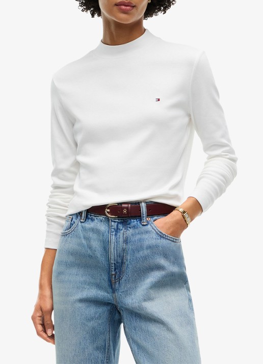 Tommy Hilfiger Longsleeve met col - detail gebroken wit