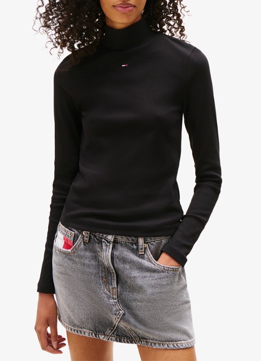 Tommy Hilfiger Longsleeve met col - detail zwart
