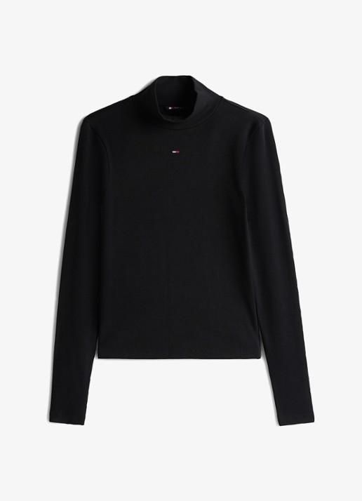 Tommy Hilfiger Longsleeve met col - voorkant 4 zwart