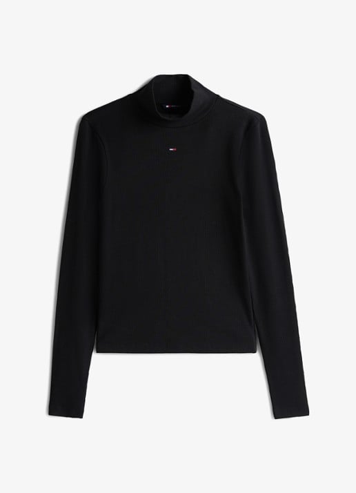 Tommy Hilfiger Longsleeve met col - voorkant zwart