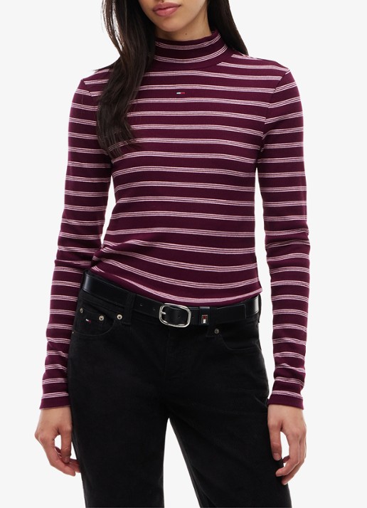 Tommy Hilfiger Longsleeve met col - detail paars