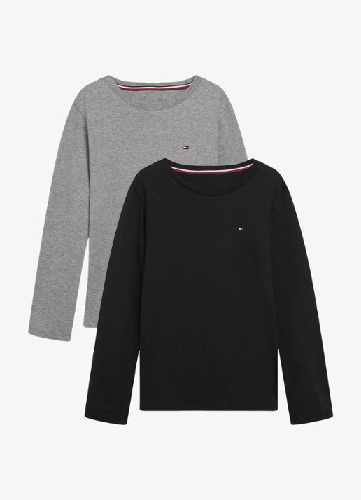 Tommy Hilfiger Longsleeve met logo in 2-pack - detail 5 middengrijs