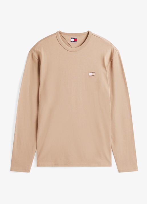 Tommy Hilfiger Longsleeve met logo - voorkant beige