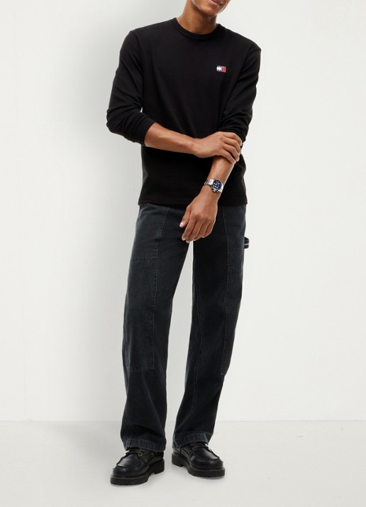Tommy Hilfiger Longsleeve met logo - voorkant 3 zwart