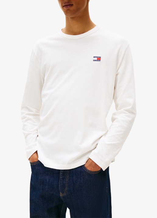 Tommy Hilfiger Longsleeve met logo - detail ecru-ybl
