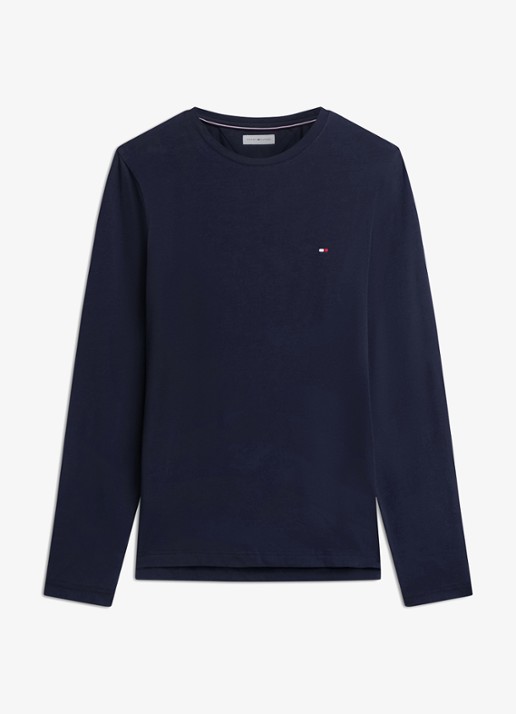 Tommy Hilfiger Longsleeve met logo - voorkant donkerblauw