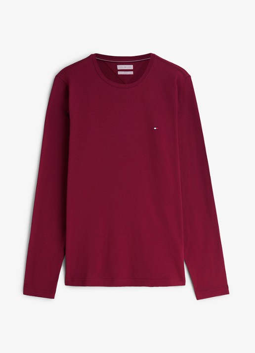 Tommy Hilfiger Longsleeve met logo - voorkant 3 bordeauxrood