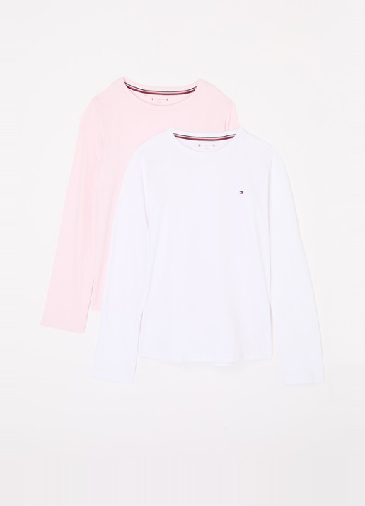 Tommy Hilfiger Longsleeve met logoborduring in 2-pack