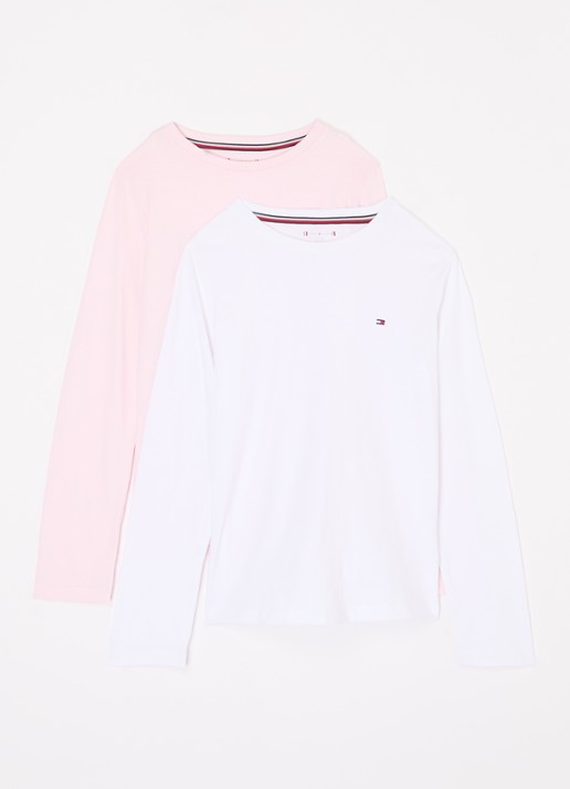 Tommy Hilfiger Longsleeve met logoborduring in 2-pack - voorkant 2 lichtroze