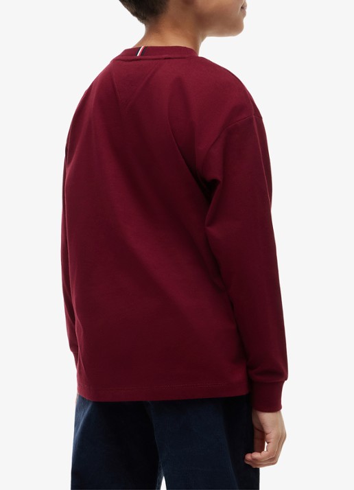 Tommy Hilfiger Longsleeve met logoborduring - achterkant 3 rood
