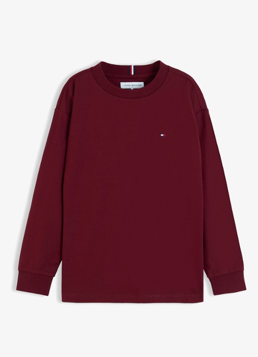 Tommy Hilfiger Longsleeve met logoborduring - voorkant rood