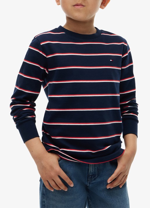 Tommy Hilfiger Longsleeve met streepdessin en logo  - detail 8 donkerblauw