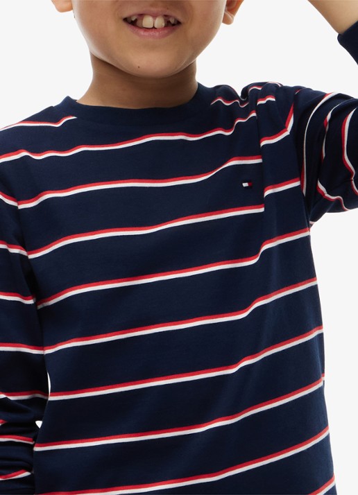 Tommy Hilfiger Longsleeve met streepdessin en logo  - detail 9 donkerblauw