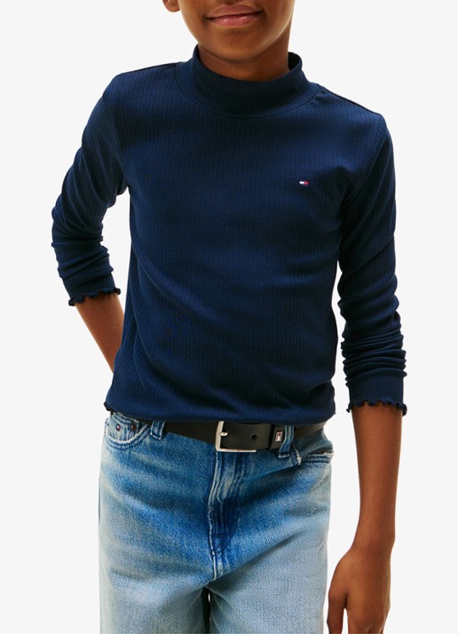 Tommy Hilfiger Longsleeve top met logoborduring - detail 4 donkerblauw