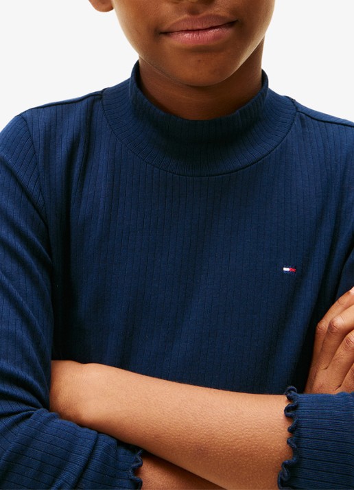 Tommy Hilfiger Longsleeve top met logoborduring - detail 5 donkerblauw