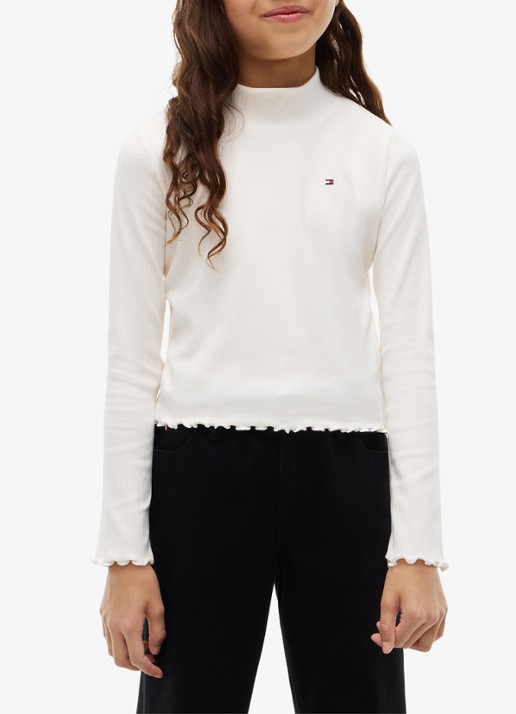 Tommy Hilfiger Longsleeve top met logoborduring - detail 4 off white-ybh