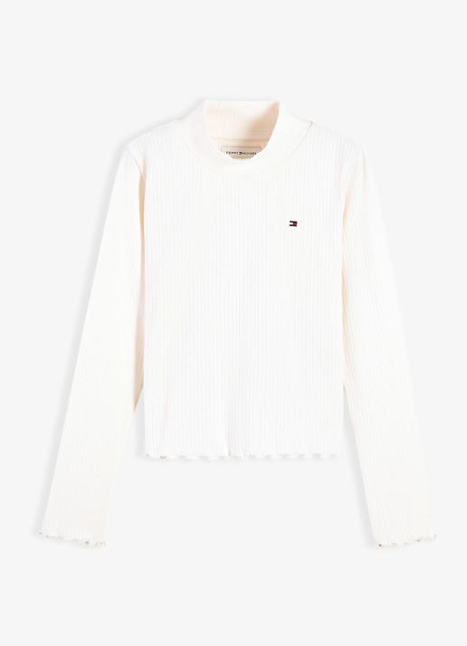 Tommy Hilfiger Longsleeve top met logoborduring - voorkant 2 off white-ybh