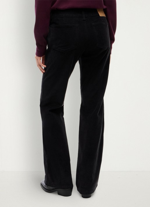 Tommy Hilfiger Low waist flared fit broek van corduroy  - achterkant 3 zwart