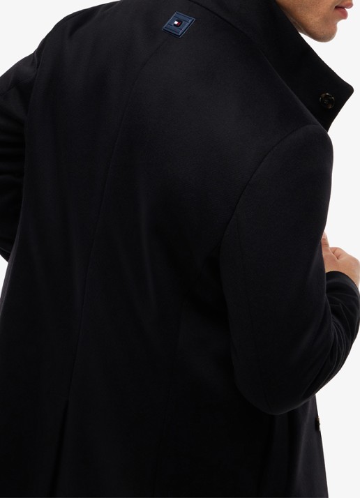 Tommy Hilfiger Mantel in wolblend met steekzakken - detail 4 zwart