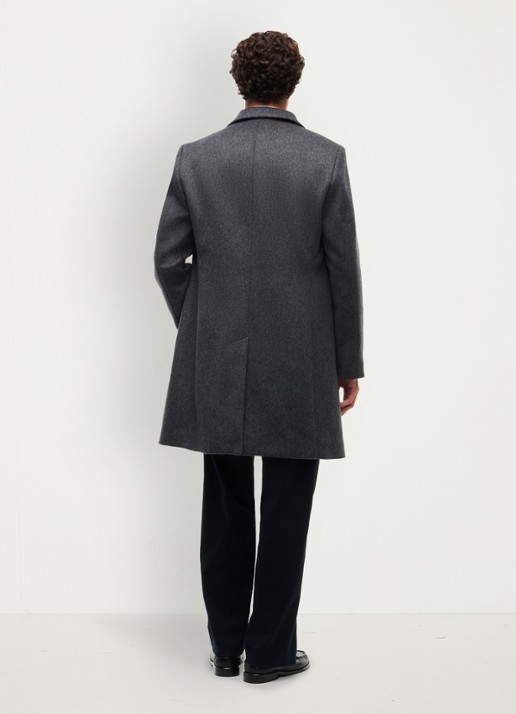 Tommy Hilfiger Mantel in wolblend met steekzakken - achterkant 7 dark grey heather-p4e