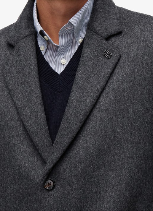 Tommy Hilfiger Mantel in wolblend met steekzakken - detail 3 dark grey heather-p4e