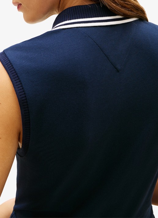 Tommy Hilfiger Maxi jurk met plissé - detail 5 donkerblauw