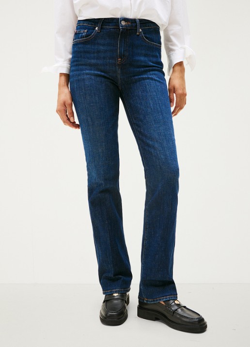 Tommy Hilfiger Mid waist bootcut jeans met donkere wassing - detail 3 indigo