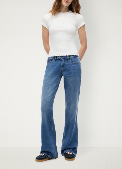 Tommy Hilfiger Mid waist flared jeans met medium wassing - voorkant 5 donkerblauw