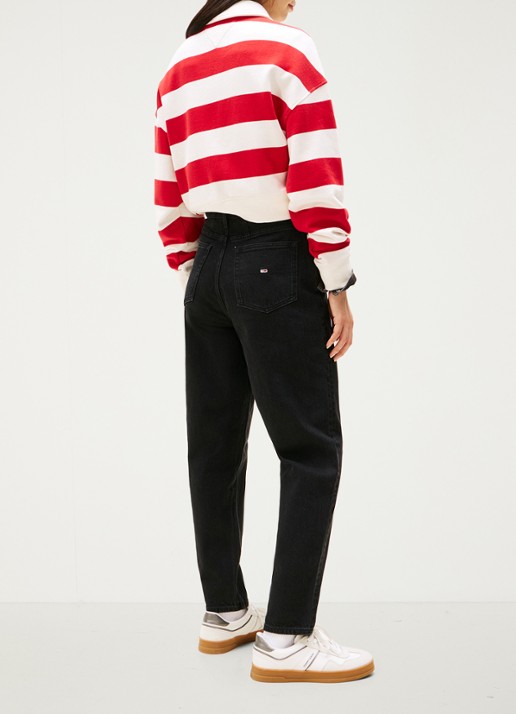 Tommy Hilfiger Mid waist mom jeans met gekleurde wassing - achterkant zwart