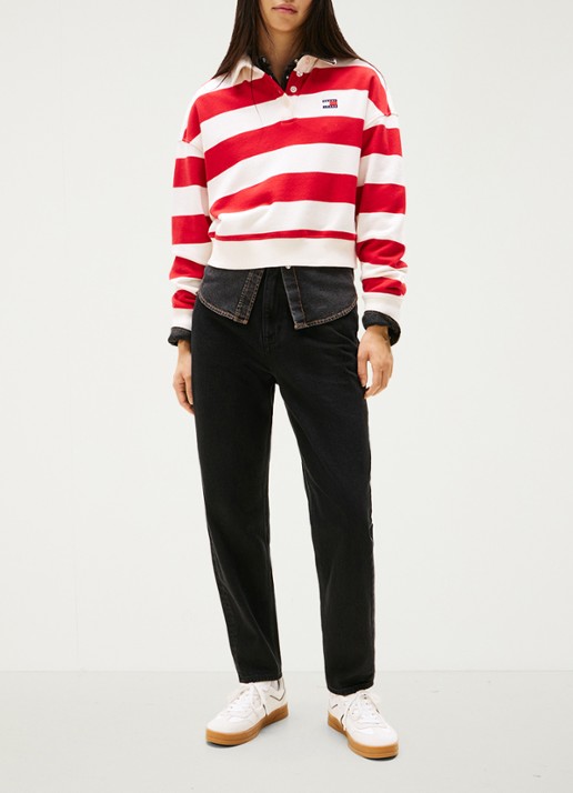 Tommy Hilfiger Mid waist mom jeans met gekleurde wassing - voorkant 3 zwart