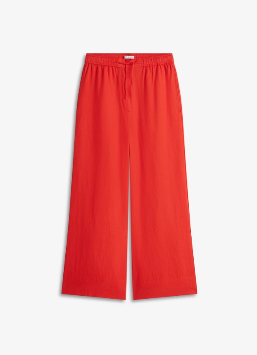 Tommy Hilfiger Mid waist wide fit palazzo broek van linnen - voorkant 4 koraalrood