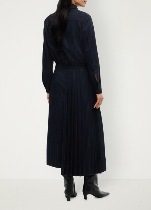 Tommy Hilfiger Midi blouse jurk met streepprint  - achterkant donkerblauw