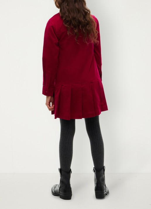 Tommy Hilfiger Midi blousejurk van corduroy  - achterkant kersenrood