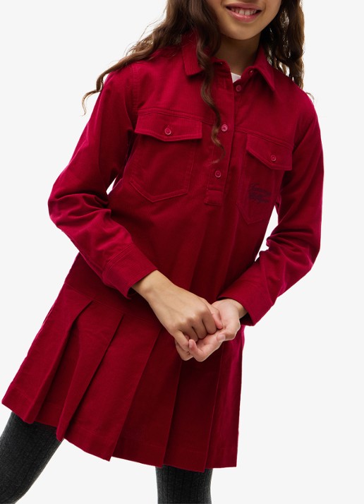 Tommy Hilfiger Midi blousejurk van corduroy  - detail 4 kersenrood
