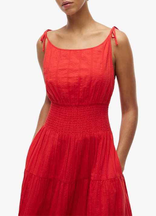Tommy Hilfiger Midi jurk in katoenblend - detail 2 rood