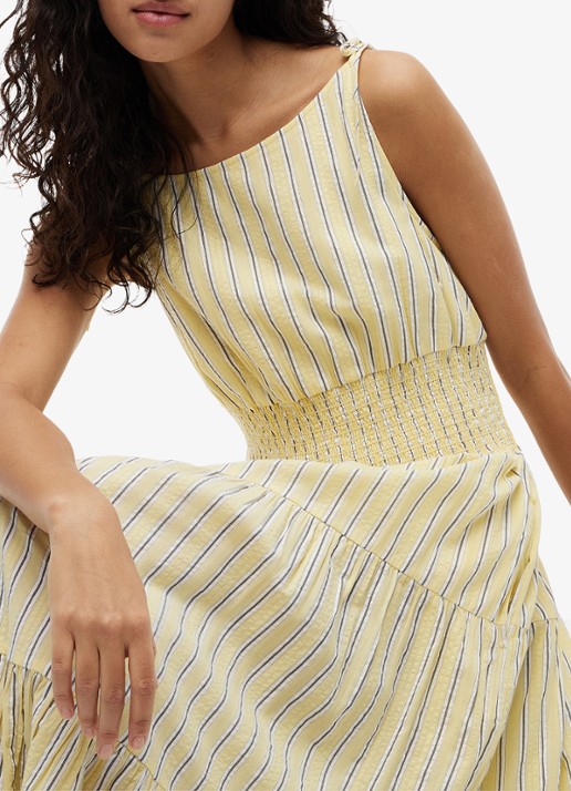 Tommy Hilfiger Midi jurk in katoenblend - detail 4 lichtgeel