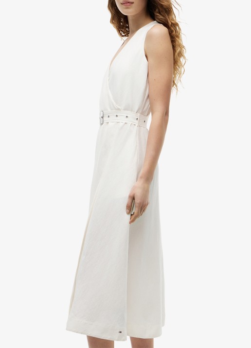 Tommy Hilfiger Midi jurk met ceintuur - detail 4 wit