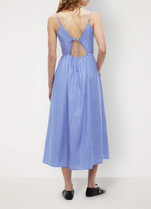 Tommy Hilfiger Midi jurk met geknoopt detail - achterkant 4 lichtblauw