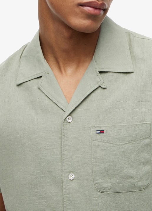 Tommy Hilfiger Midi jurk met plooien en logoborduring - detail 4 donkerblauw