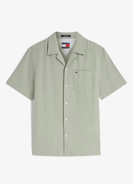 Tommy Hilfiger Midi jurk met plooien en logoborduring - voorkant donkerblauw