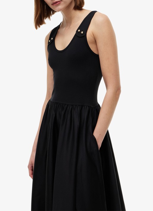 Tommy Hilfiger Midi jurk met plooien - detail 2 zwart
