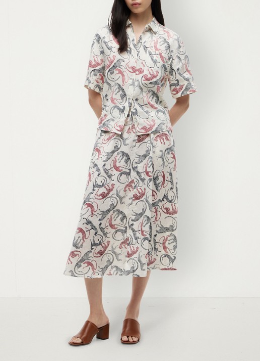 Tommy Hilfiger Midi rok met dierenprint - voorkant 5 multicolor