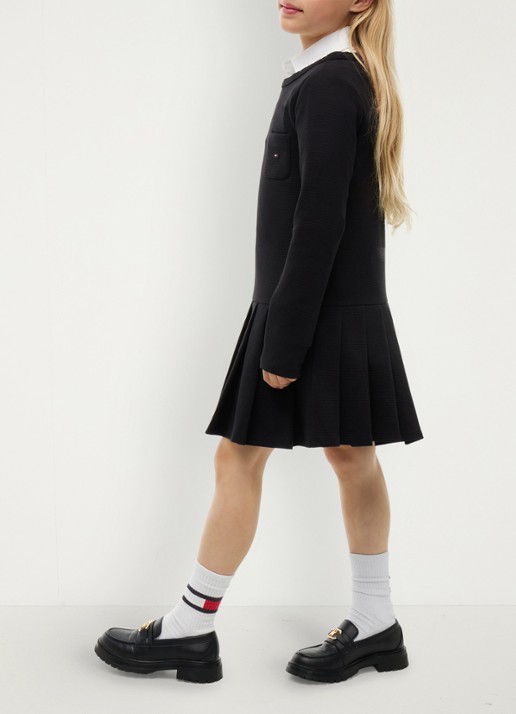 Tommy Hilfiger Mini A-lijn jurk met plooien - detail 2 zwart