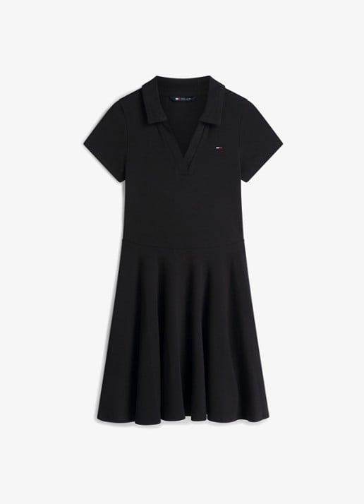 Tommy Hilfiger Mini jurk met logoborduring - voorkant 4 zwart