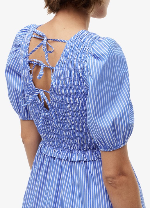 Tommy Hilfiger Mini jurk met pofmouw - detail 4 lichtblauw